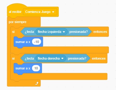Scratch Space Invaders: movimiento de la nave.