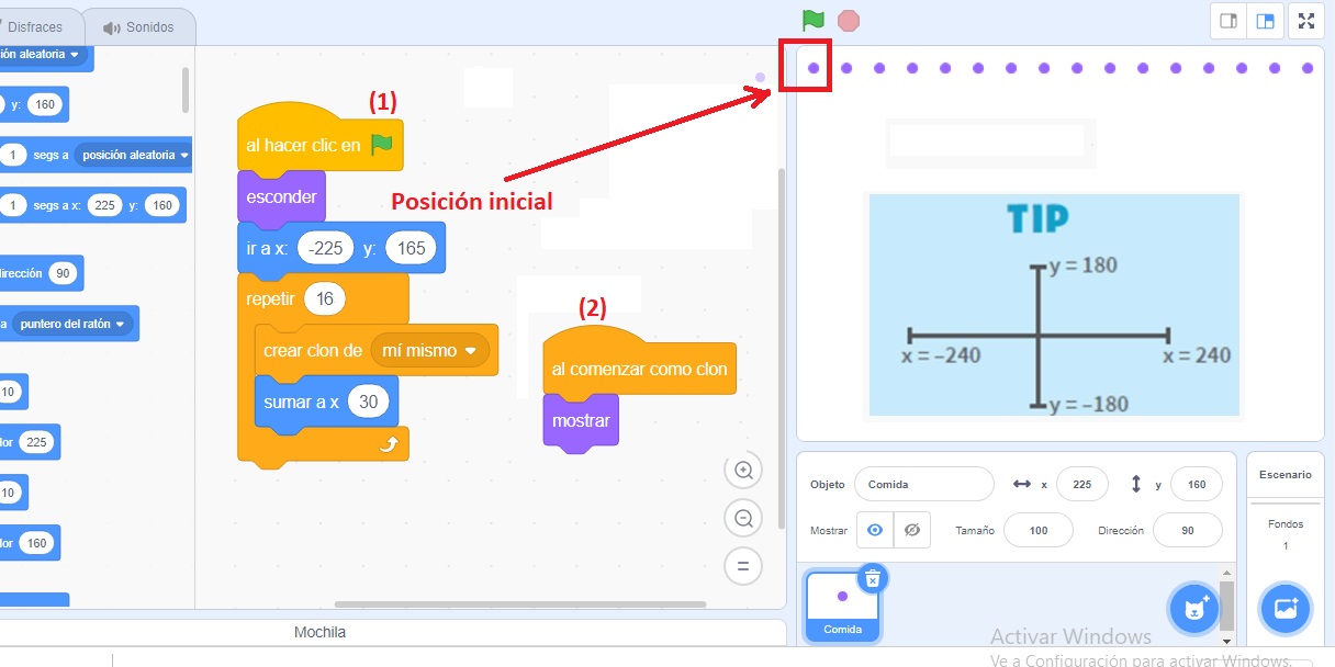 Programacion Scratch - Pacman comida
