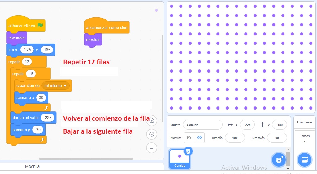 Programacion Scratch - Pacman comida