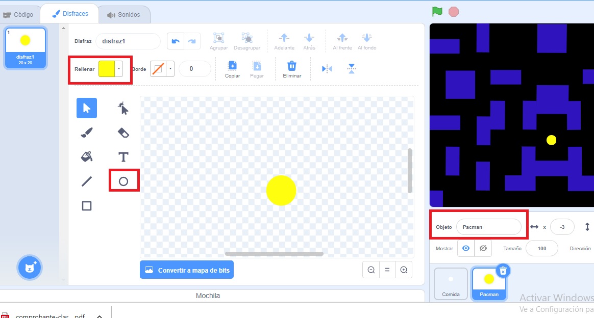 Programacion Scratch - dibujar Pacman